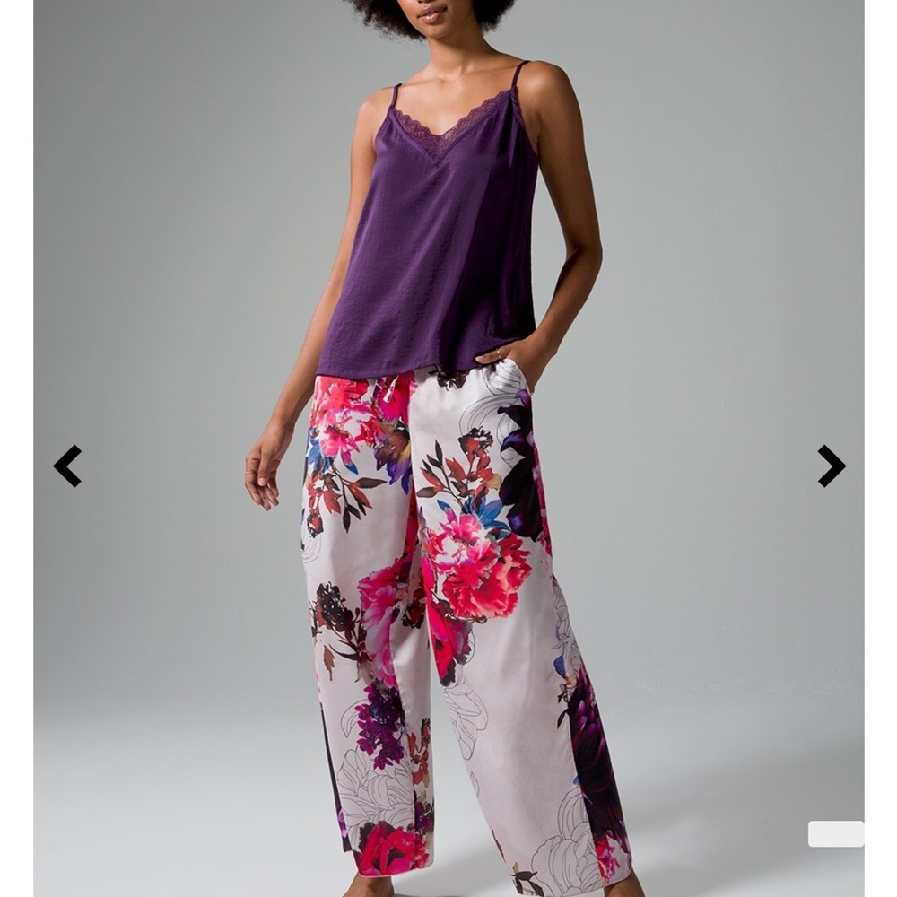 SOMA SENSUAL WIDE LEG FLORAL SATIN PAJAMA PANTS MISSES SIZE XS